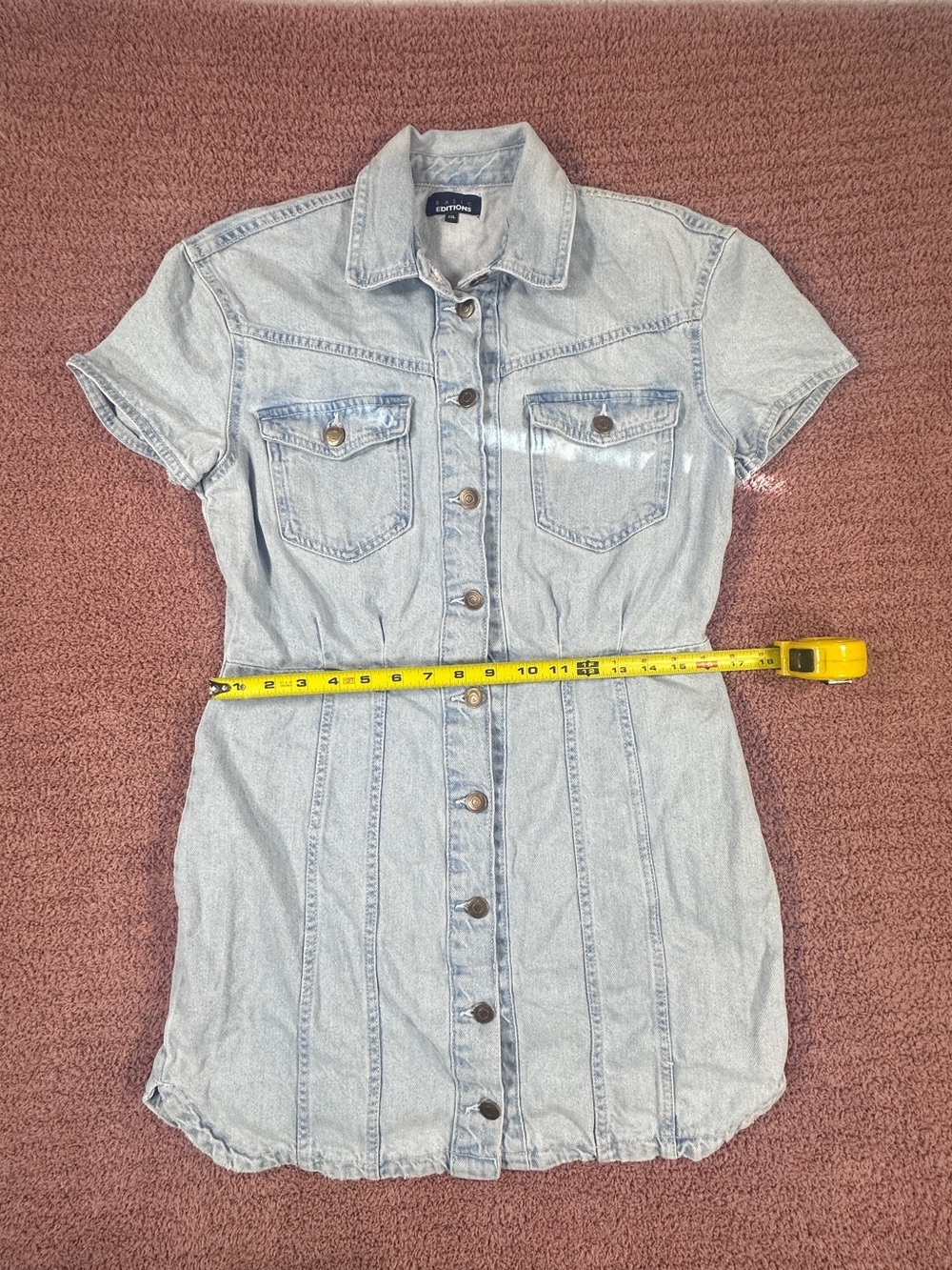 Basic Editions Light Blue Denim Mini Shirt Dress - Picture 4 of 6